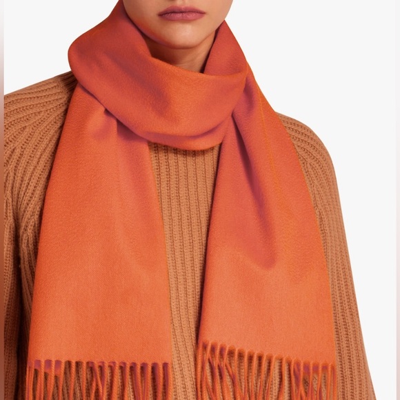 Hermes Orange Pure 100% Scottish Cashmere Scarf Muffler New - Picture 1 of 5